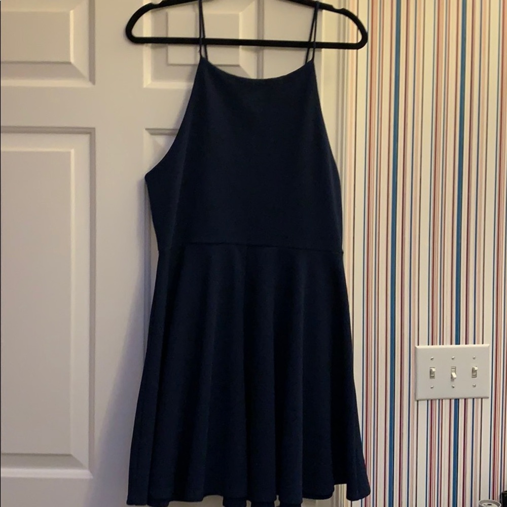 Navy sundress with Cream detail - Picture 3 of 3
